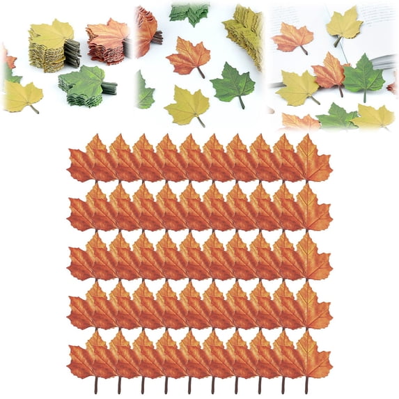 Fall Sticky Notes,50PC Maple Leaf Shaped Self-Stick Note,Cute Autumn Maple Shape Note Pads,Seasonal Fall Leaf Shaped Memo Sheets,Double Sided Self-Adhesive Fall Leaf Shape Memo Slip for Daily Use