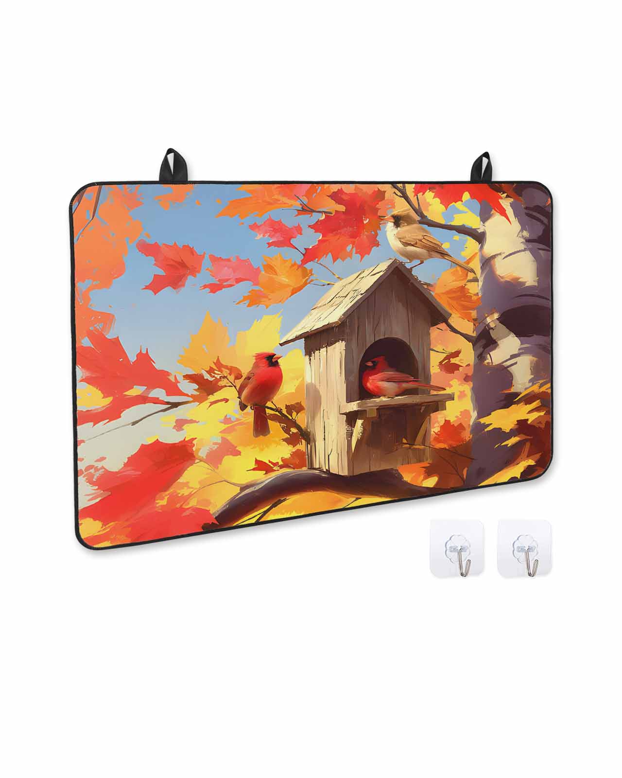 Fall Stove Cover for Electric Stove, Maple Leaves Birds House Stove Top