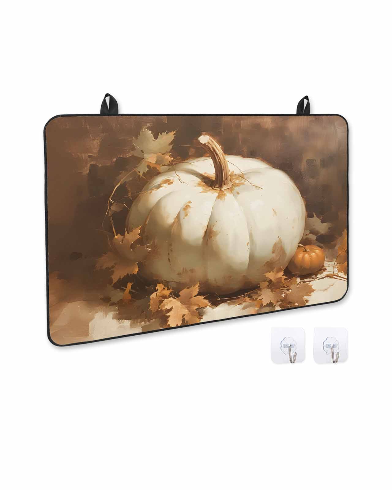 Fall Stove Cover for Electric Stove, White Pumpkin Retro Oil Painting