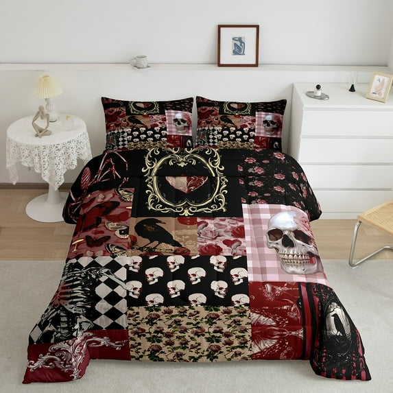 Fall Style Tree Comforter Set Queen Size,Mountain Nature Scenery Bedding Set 3Pcs Adult Room Decor,Rustic Farmhouse Quilt Set Botanical Natural Duvet Insert,2 Pillowcases