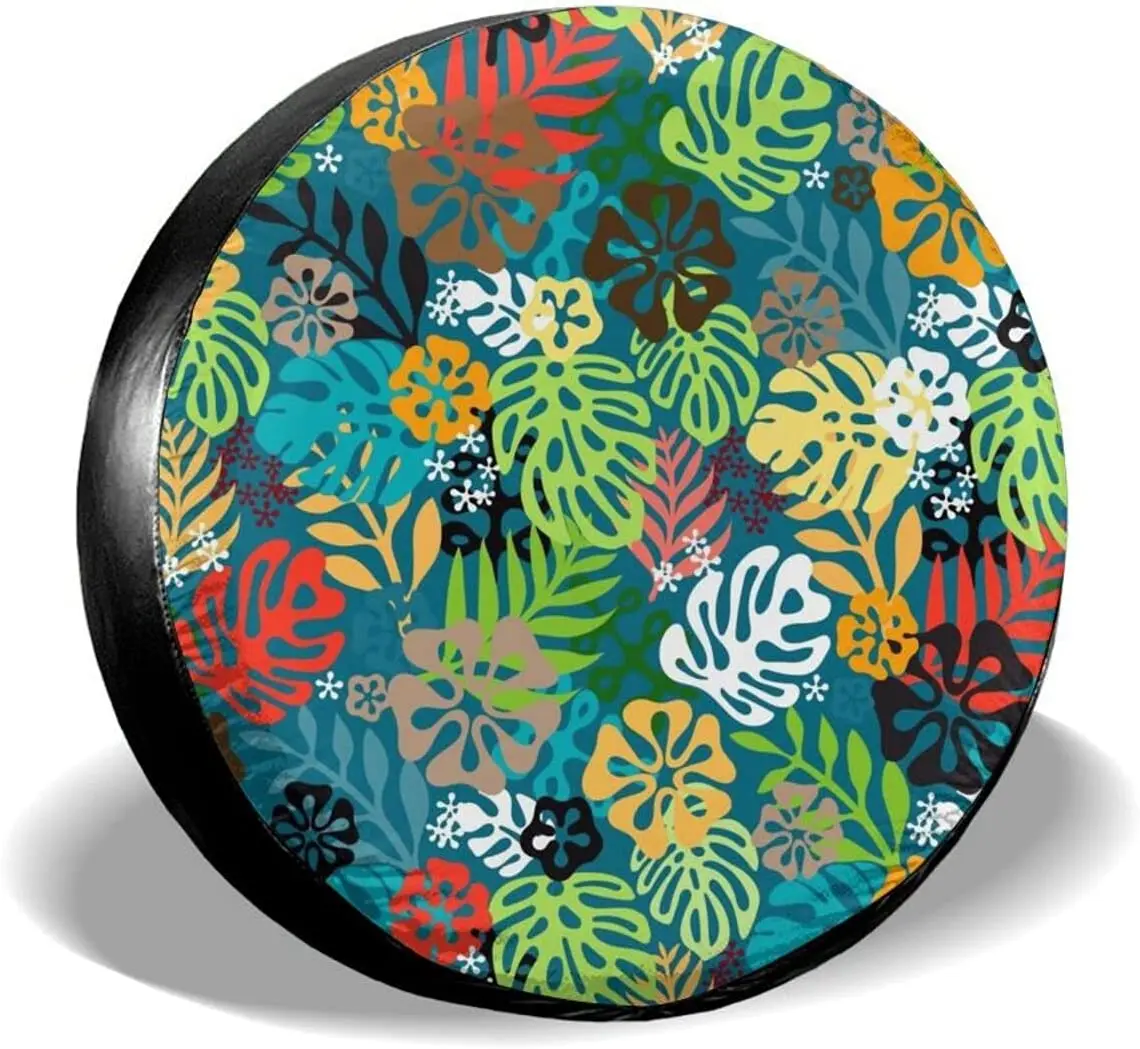 Fall Summer Exotic Floral Tropical Palm Banana Leaves Spare Tire Covers