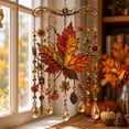 thumbnail image 1 of Fall Suncatcher, Stained Pumpkin Maple Leaf Wind Chime Hanging Ornament Fall Decor, Thanksgiving Acrylic Suncatcher, Halloween Wind Chime for Window Garden Yard Patio, 1 of 6