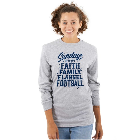 Fall Sundays Cute Christian Autumn Women Plus Size Long Sleeve Graphic Tee Brisco Brands 3X