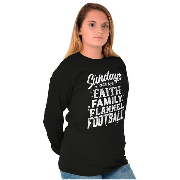 Fall Sundays Cute Christian Autumn Women's Long Sleeve T Shirt Brisco Brands M