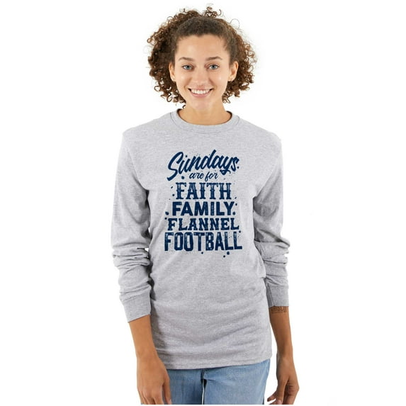 Fall Sundays Cute Christian Autumn Women's Long Sleeve T Shirt Brisco Brands S