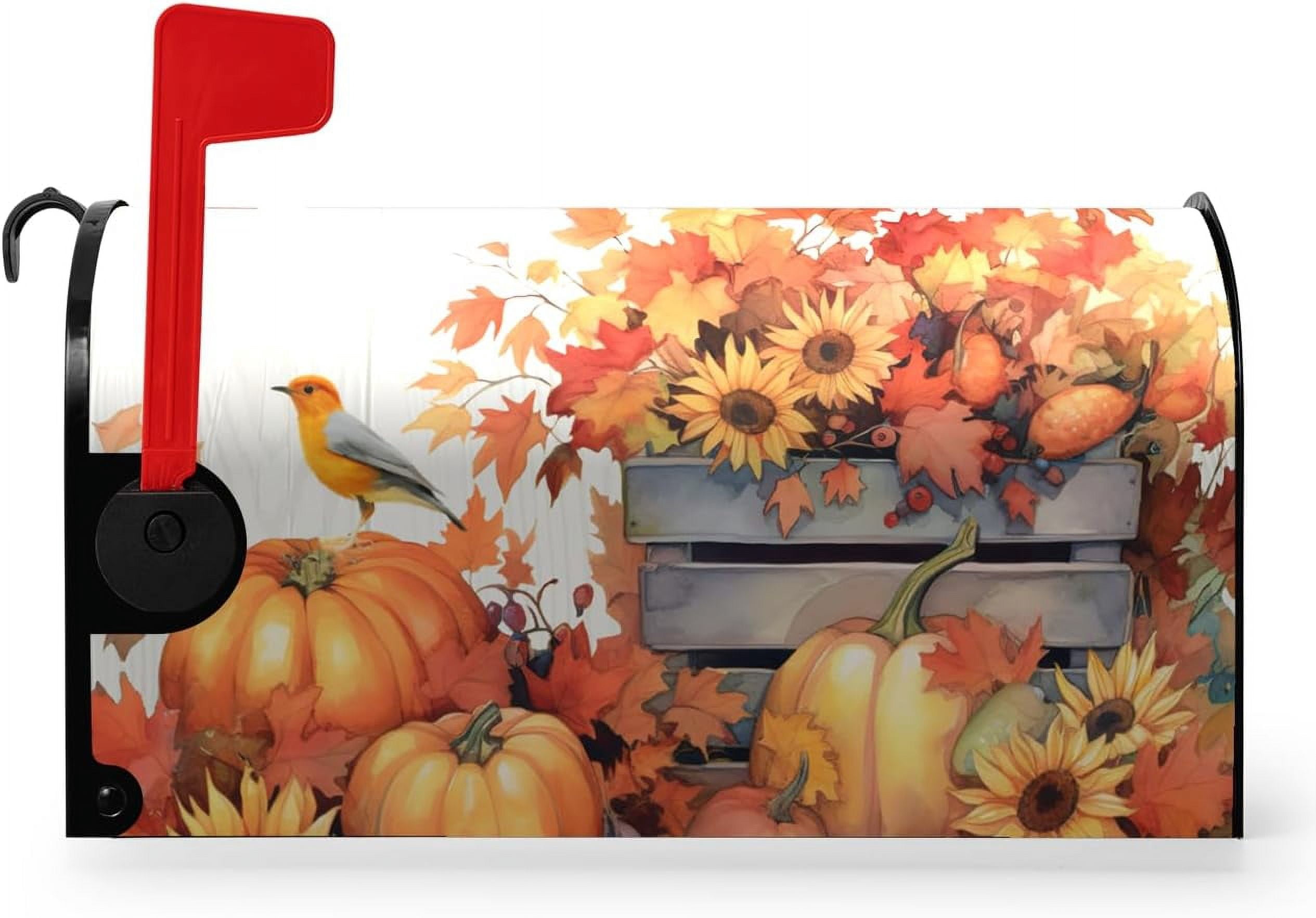 Fall Sunflower Mailbox Covers Magnetic Large Size Autumn Bird Mailbox ...