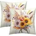 thumbnail image 1 of Fall Sunflower Pillow Covers 18x18 Inch Set of 2 Yellow Floral Wheat Flower Mason Jar Rustic Decorative Pillow Cushion Cases for Outdoor Couch Sofa Home Fall Harvest Party Decor, 1 of 6