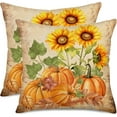 thumbnail image 1 of Fall Sunflower Pumpkin Pillow Cover Set of 2 20x20 Inch Autumn Flower Floral Harvest Seasonal Decorative Sofa Couch Cushion Case for Porch Patio Outdoor Indoor Home Decor, 1 of 6
