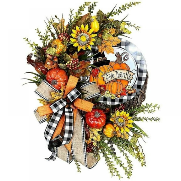 Fall Sunflower Wreath Artificial Lattice Wreaths For Front Door For Thanksgiving Festival Decorations Indoor And Outdoor