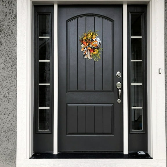 Fall Sunflower Wreath, Lattice Pattern Design, Handmade Faux Floral Wreath, Autumn Front Door Decor, Lightweight Hanging Craft for Porch Entryway Wall Home Decor, 13.8in/35cm, Multicolor