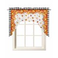 thumbnail image 1 of Fall Swag Valances for Windows, Small Curtains Drapes, Orange Pumpkins Thanksgiving Maple Leaf Plaid Kitchen Window Curtains Over Sink Rod Pocket Window Treatment Valance for Bedroom/Bathroom 56"x36", 1 of 5