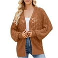 thumbnail image 1 of Fall Sweater Cardigans Trendy Crochet Knit Open Front Outerwear Coats Womens Loose Lightweight Comfy Casual Knitwear (S, Brown), 1 of 3