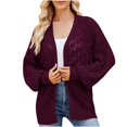 thumbnail image 1 of Fall Sweater Cardigans Trendy Crochet Knit Open Front Outerwear Coats Womens Loose Lightweight Comfy Casual Knitwear (S, Wine), 1 of 4