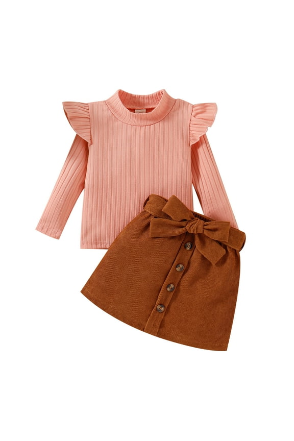 Fall Sweater Skirt Set Baby Girl Turtleneck Knitted Sweater Jumper Tops and Skirt Two Piece Winter Clothes 6M 1Y 2Y 3Y 4Y 5Y