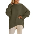 thumbnail image 1 of Fall Sweater for Women 2026 Oversized Solid Chuny Knitted Long Sleeve Crewneck Loose Fit 2025 Fall Outfits Army Green, 1 of 5