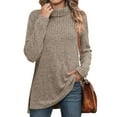 thumbnail image 1 of SHIBEVER Fall Sweater for Women Long Sleeve Turtleneck Thin Sweater Comfort Warm Winter Pullover Coffee T Shirts Blouse, 1 of 10