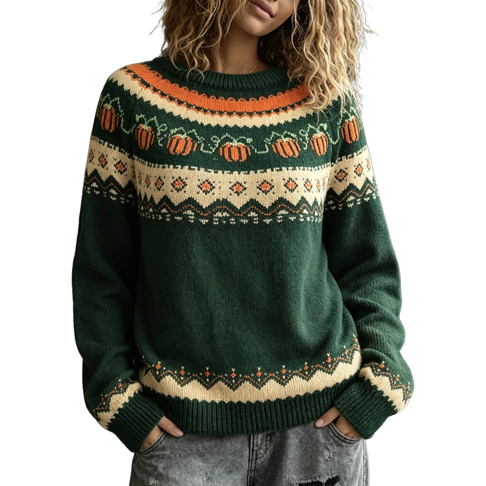 Fall Sweaters BWASD Casual Retro Autumn Boho Oversized Knit Sweaters 