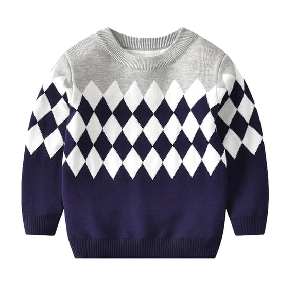 Fall Sweaters For Girls Toddler Youth Teen Boys Girls Knit Print Sweater Knitwear Toddler Long Sleeve Shirt Gray 110