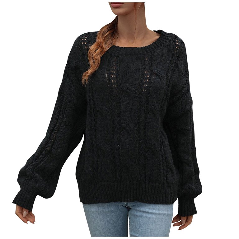 Duster Cardigans For Women Turtleneck Sweater Women Cute Sweaters Juniors Fall Clothes Women s Autumn And Winter Solid Round Neck Long Sleeve Knit