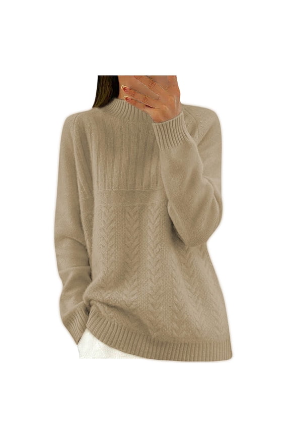 Fall Sweaters For Women 2025 Sevevn Women Fashion Long Sleeve Casual Knitted Turtleneck Sweater
