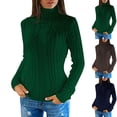 thumbnail image 1 of Fall Sweaters For Women Fashion Casual Solid Color Round Neck Long Sleeved Green Pullover Winter Sweaters Turtleneck S-3XL, 1 of 6
