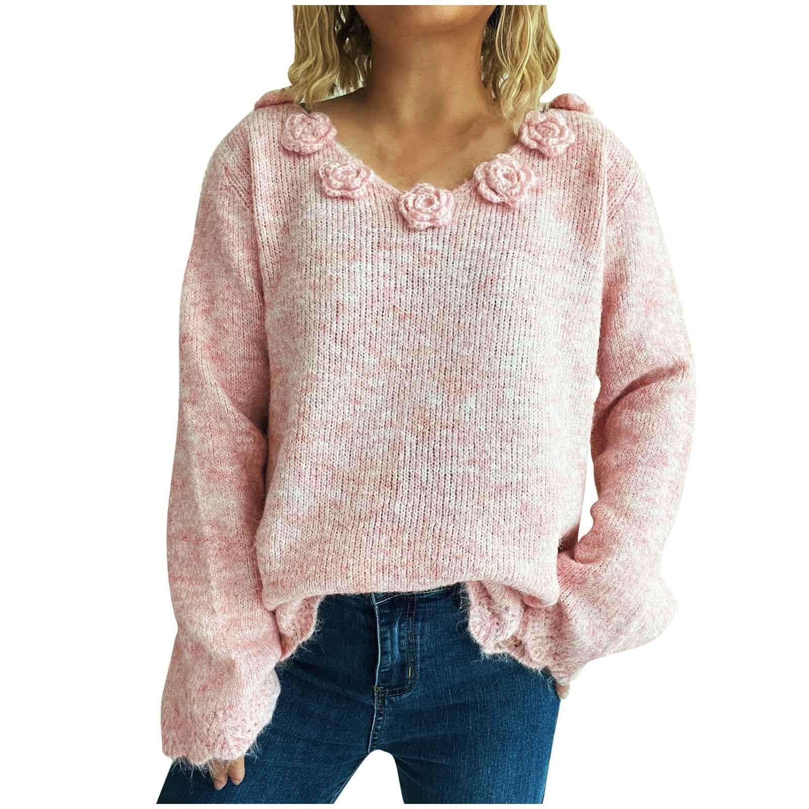 Flower Stripe Round Neck Long Sleeve Sweater