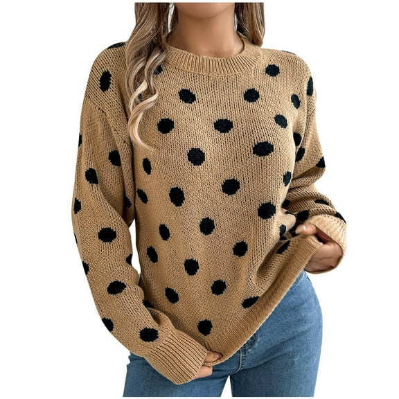 Fall Sweaters For Women Sevevn Women's Round-Neck Long Sleeve Knit Sweater Blouse