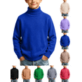 thumbnail image 1 of Fall Sweaters Nelozsy Kids Fashion Solid Color High Neck Long Sleeve Sweater Blue 6-7 Years, 1 of 8