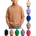 thumbnail image 1 of Fall Sweaters Nelozsy Kids Fashion Solid Color High Neck Long Sleeve Sweater Brown 12-13 Years, 1 of 8