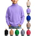 thumbnail image 1 of Fall Sweaters Nelozsy Kids Fashion Solid Color High Neck Long Sleeve Sweater Purple 8-9 Years, 1 of 8