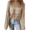 thumbnail image 1 of Fall Sweaters Round Neck Crochet Hollow Out Cute Winter Pullover Sweaters for Women Trendy 2025  L, 1 of 7