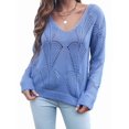 thumbnail image 1 of Fall Sweaters Round Neck Crochet Hollow Out Cute Winter Pullover Sweaters for Women Trendy  M, 1 of 8