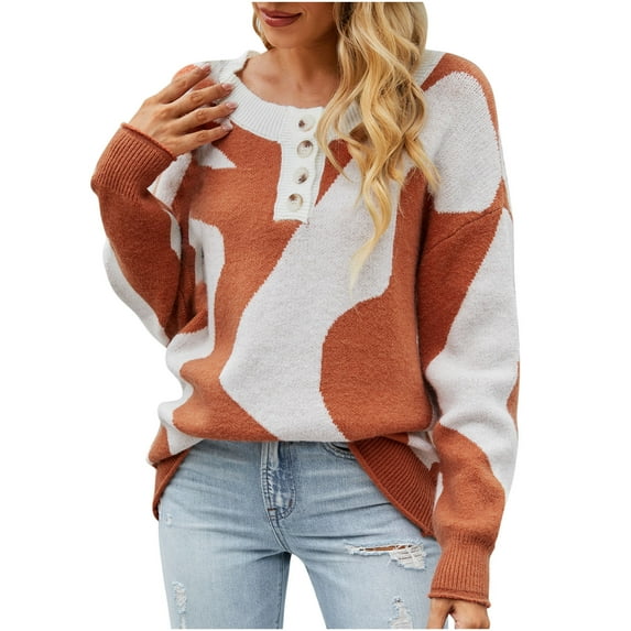 Fall Sweaters for Women Trendy Womens Cow Pattern Cross-Border Knitted Sweater Autumn and Winter New Chest Button Half Cardigan Women Cardigans Sweater Hoodies