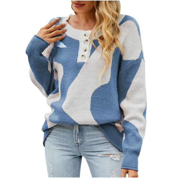 Fall Sweaters for Women Trendy Womens Cow Pattern Cross-Border Knitted Sweater Autumn and Winter New Chest Button Half Cardigan Women Cardigans Sweater Hoodies