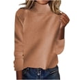 thumbnail image 1 of Fall Sweaters For Women Fashion Solid Color Round-ncek Shoulder Inserted Thick Stand Up Collar Loose Lazy Style Wool Base Turtleneck Coffee Pullover Winter Sweaters (M), 1 of 6