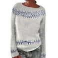 thumbnail image 1 of Fall Sweaters Women Knitted Sweaters Fall Winter Casual Loose Long Sleeve Pullover Tops Fall Sweaters Light Gray XXL, 1 of 5