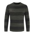 thumbnail image 1 of Fall Sweaters for Men Clearance, Autumn Winter New Round Neck Color Matching Personality Trend Men's Striped Sweater, 1 of 4