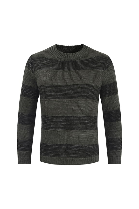 Fall Sweaters for Men Clearance, Autumn Winter New Round Neck Color Matching Personality Trend Men's Striped Sweater