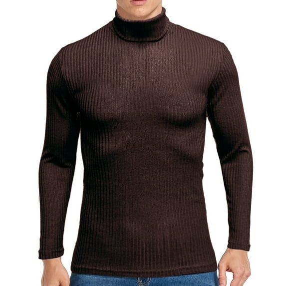 Fall Sweaters for Men Clearance, Men Solid Ribbed Slim Fit Knitted Pullover Turtleneck Sweater Base Shirt