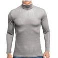 thumbnail image 1 of Fall Sweaters for Men Clearance, Men Solid Ribbed Slim Fit Knitted Pullover Turtleneck Sweater Base Shirt, 1 of 3