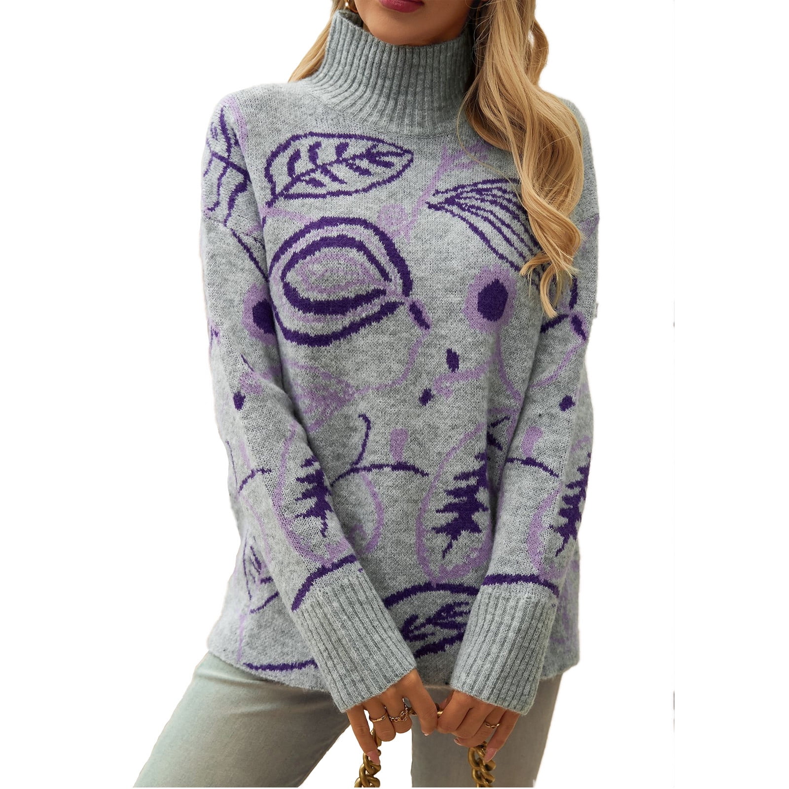 Fall Sweaters for Women 2025 Trendy Fall Winter 2025 High Neck Jacquard