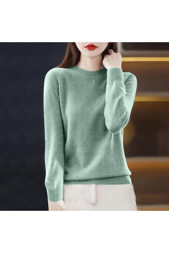 Fall Sweaters for Women Casual Crewneck Long Sleeve Pullover Sweater Tops