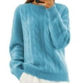 thumbnail image 1 of Fall Sweaters for Women Classic Crewneck Long Sleeve Solid Knit Pullover Sweaters Top Fall Sweater Blue L, 1 of 3