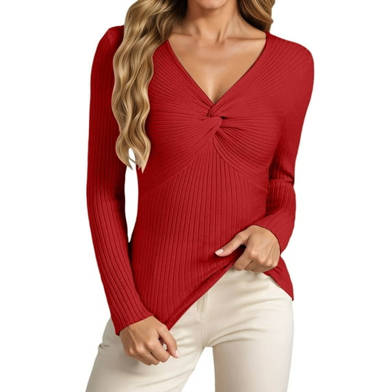 Fall Sweaters for Women Fashion Clothing Solid Color Knit Collar Slim Fit Long Sleeve Pullover Sweater for Casual Wear and Everyday Basic Wardrobe