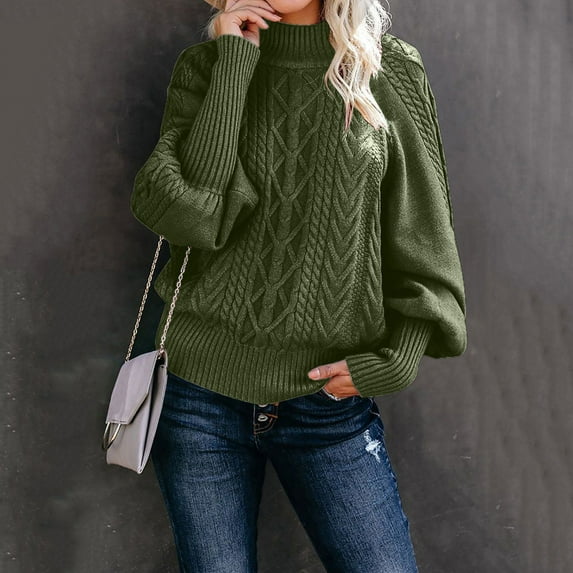 Fall Sweaters for Women High Neck Lightweight Sweaters Loose Solid Color Winter Business Casual Outfits Pullover Tops