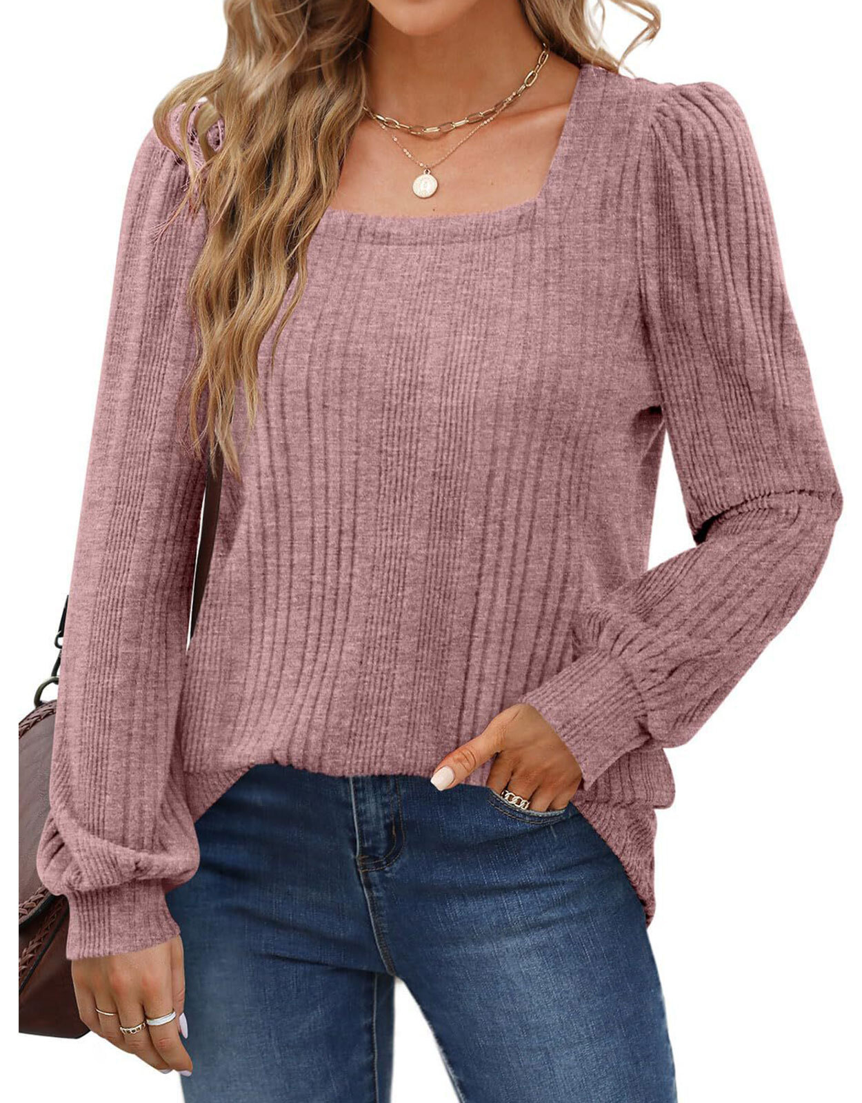 Fall Sweaters for Women Lightweight Ribbed Knitted Pullover Sweaters ...