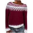 thumbnail image 1 of Fall Sweaters for Women Oversized Knit Sweaters Crewneck Long Sleeves Trendy Pullover Top Sweaters Red S, 1 of 6