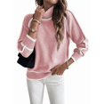 thumbnail image 1 of Fall Sweaters for Women Trendy Cute Cozy - Long Sleeve Colorblock Knitted Pullover Tops Pink M, 1 of 10