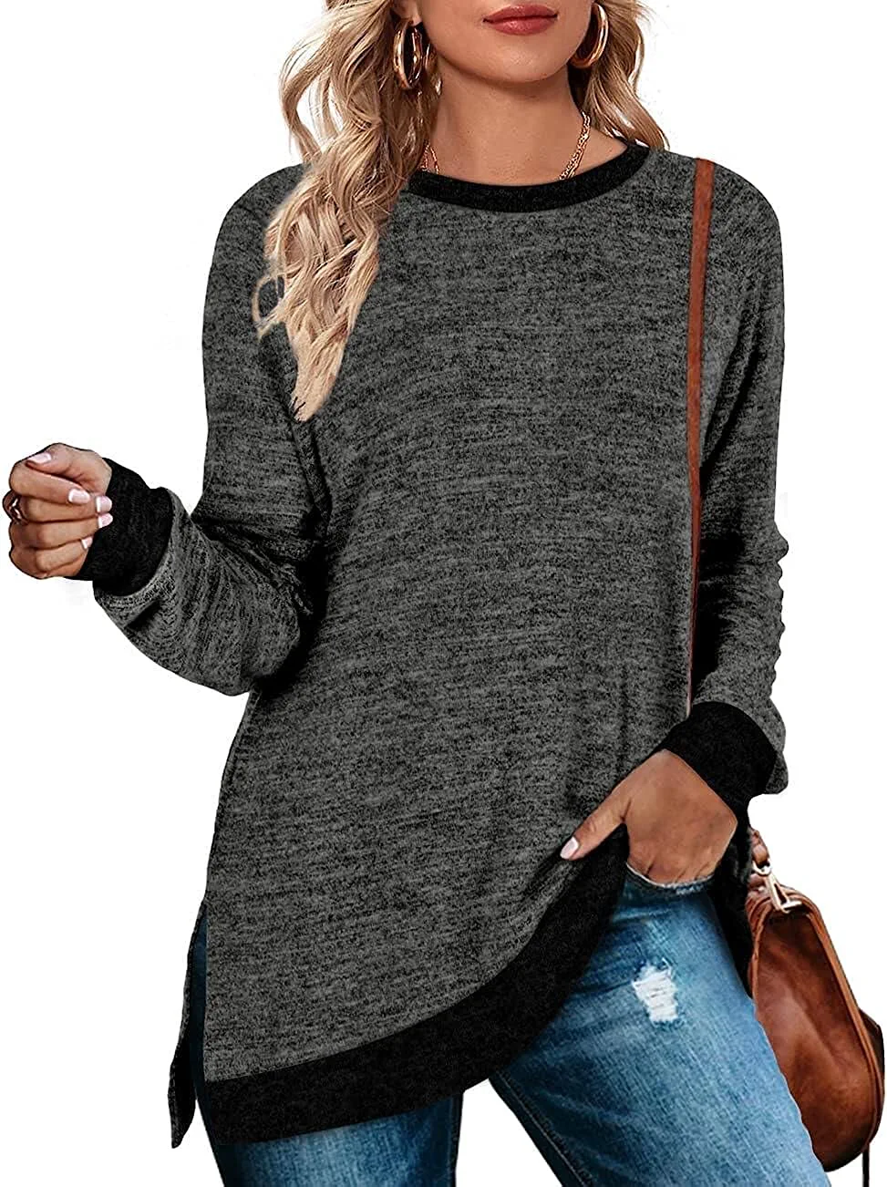 Fall Sweaters for Women Trendy Long Sleeve Tunic Tops for Leggings