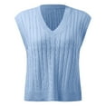 thumbnail image 1 of Fall Sweaters for Women V Neck Knit Sweater Vest Sleeveless Knitwear Tank Blue,M, 1 of 4